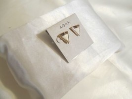 Aqua  1 " Gold Tone Simulated Diamond Triangle Stud Earrings F233 - $11.51