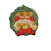 1984 Enesco Imports Christmas Ornament Teddy Bears Wreath From Both of U... - $7.91