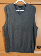 Lands End Sweater Vest Mens Large L Gray V-Neck Supima Cotton EUC - $17.41