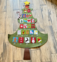 Transpac Felt Christmas Tree Advent Calendar Candy Cane Marker Hanging 6... - $19.85