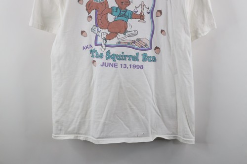 Vintage 90s Mens Large Distressed The Squirrel Run Running Race T-Shirt White Item image 3
