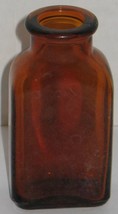 Vtg Rectangular Amber Brown Glass Bottle Apothecary Prop Vase Barn Dig Dump Find - £7.04 GBP