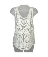 NWT URBAN OUTFITTERS boho cream embroidered sheer tank size xs lace crochet - $34.27 CAD