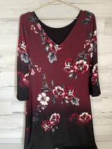 White House Black Market Dress Women&#39;s Small Red Floral V-Neck Bell Sleeve - £15.04 GBP