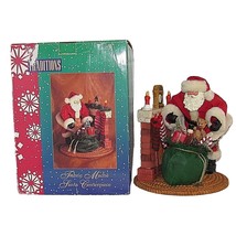 Vintage Christmas Santa Claus Fireplace Fabric Mache Figurine Décor 10&quot; Tabletop - £15.49 GBP