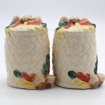Longrich Autumn Salt Pepper Shakers Leaves Acorns Basket Weave Style Vintage  - £10.20 GBP