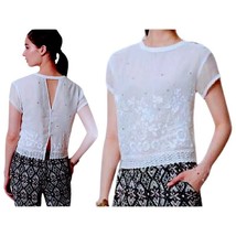 $148 Anthropologie Embroidered Heirloom Tee Small 2 4 White Top Shirt Blouse NWT - £39.68 GBP