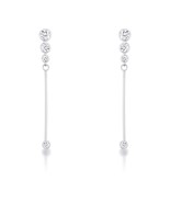 1.2Ct Graduated Rhodium Plated Drop Cubic Zirconia Earrings - $598.06 MXN