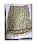 Sigrid Olsen Womens Green Brown Print Lace Trim Boho Mini Skirt Lined Si... - $24.95