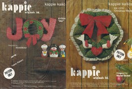 2x Kappie Original Stuffed Fabric Christmas Joy &amp; Wreath Wall Hanging Patterns - £11.01 GBP
