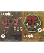 2x Kappie Original Stuffed Fabric Christmas Joy &amp; Wreath Wall Hanging Pa... - £10.92 GBP