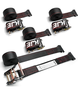 E-Track Ratchet Straps, 4 Pack Black 2" X16' Heavy Duty Cargo Tie-Downs - $52.29