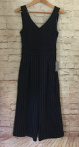 1901 Petite 4P Sleeveless Jumpsuit Tie Back Wide Leg Cropped Navy White ... - $52.00