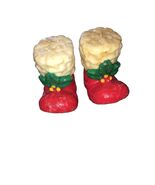 Vintage Christmas Santa Boots Holly &amp; Berry Candle Set of 2 Red  2.5” X ... - $9.49