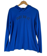 Nike Hoodie Shirt Top Large Blue Just Do It Thermal Knit Hooded Pullover... - £32.87 GBP