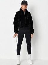 Missguided Pequeña Reciclado Piel Bomber en Negro Ru 4 (ccc331) - $40.76