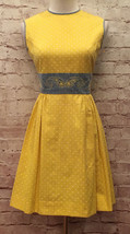 Vintage Country Junior Dress Size 5 Yellow Polka Dot Chambray Trim Sleeveless - £35.16 GBP