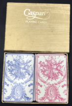VTG Caspari Romantic Toile Blue &amp; Red Playing Cards Used PC63 3 3/8&quot; x 2 1/4&quot; - £9.70 GBP