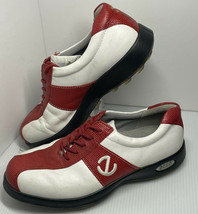 Red white leather women’s saddle ECCO golf shoes Size 37  Size 6.5 Red - £20.08 GBP