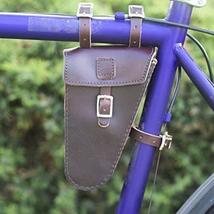 London Craftwork Frame Bike Bag Genuine Leather in Cherry Brown Tool Bicycle Bag - £29.29 GBP