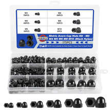 175PCS Metric Black Nylon Hex Acorn Cap Nuts Assortment Kit, M3-M10 - $14.09