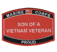 4.5&quot; Marine Corps Son Of A Vietnam Veteran Red Proud Embroidered Patch - £22.92 GBP