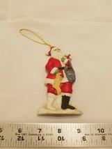 Vintage RUSS Christmas Ornament Porcelain Santa 5110 St Nick With Gray Sack - £3.73 GBP