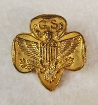 Vintage Goldtone Girl Scout GS Eagle Pinback Small Girl Scouts Pin - £11.32 GBP