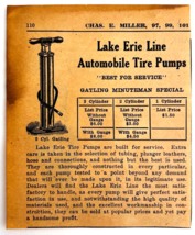 1917 Lake Erie Line Tire Pump Advertisement Chas Miller Automobilia F14B - $19.99