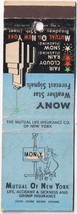 Matchbook Cover Mutual Of New York MONY Weather Star Forecast Signals NYC - $2.96