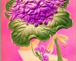Vtg Embossed &amp; Airbrushed Postcard Birthday Greetings Flower Bouquet Per... - $4.17