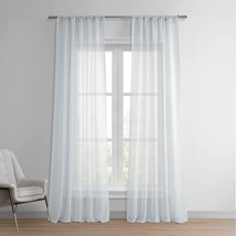 Solid Sheer Living Room Curtains, Linen Texture, 50 X 108 (1, 108, Aspen White - £33.02 GBP