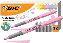 Bic Brite Liner Grip Pastel Highlighter Set, Chisel Tip, 12-Count Pack Of - £15.14 GBP