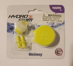 Hydro Swim Youth 7+ Nose Clip &amp; Ear Plugs w/ Case 4 Pc Set Yellow Latex ... - £3.75 GBP