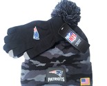 NEW ENGLAND PATRIOTS NFL Premium Men&#39;s Camo Cuffed Knit Winter Hat&amp;Glove... - $32.19