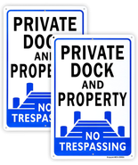 2-Pack Private Dock No Trespassing Sign，12&quot;X 8&quot; .04&quot; Aluminum Reflective... - £14.41 GBP