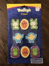 NOS Dudley&#39;s 8 Easter Or Spring Erasers Bunny Rabbits, Eggs, Chicks, Frogs - £2.23 GBP