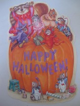 Vintage Hallmark Halloween DieCut Decoration Pumpkin Mice Raccoon Squirr... - £7.83 GBP