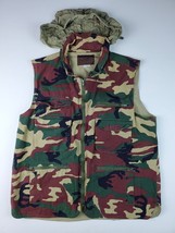 Vintage Weather Rite Camouflage lined vest w/ hood Men&#39;s Large 10 Pockets Camo - £18.70 GBP