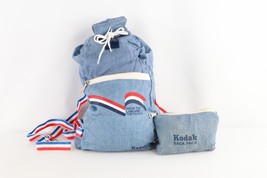 Vintage 70s Kodak Spell Out Chambray Denim Mini Top Loader Packable Backpack Bag - £47.33 GBP