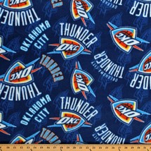 Oklahoma City OKC Thunder NBA Basketball Fleece Fabric Print by the Yard A609.01 - £30.03 GBP