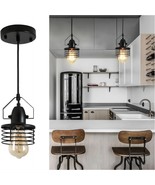 Industrial Black Metal Cage Pendant Light - $1,508.03 MXN