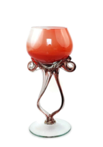Jozefina Krosno art glass Octopus Jellyfish Red Swirl Bowl Vase Champagne coupe - £38.70 GBP