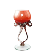 Jozefina Krosno art glass Octopus Jellyfish Red Swirl Bowl Vase Champagn... - £37.98 GBP