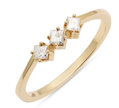 14K Gold Three Stone Diamond Ring - £146.15 GBP