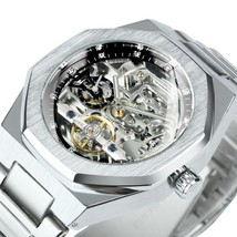 Forsining Tourbillon Mechanical Watch for Men Automatic Steel Strap Skel... - £47.45 GBP+