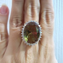 925 Sterling Silver Alexandrite ring oval cut gemstone ring June birthstone Gift - £119.79 GBP