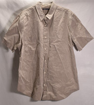 Vince Mens Short Sleeve Button Up Shirt Beige Gray XL NWT - £93.87 GBP