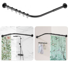 L Shaped Shower Curtain Rail 60-92cm x 100-170cm Adjustable Corner 12 Ri... - $35.35