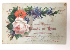 Victorian Reward of Merit Trade Card Teacher to Student  1880s Floral Spray - $5.00